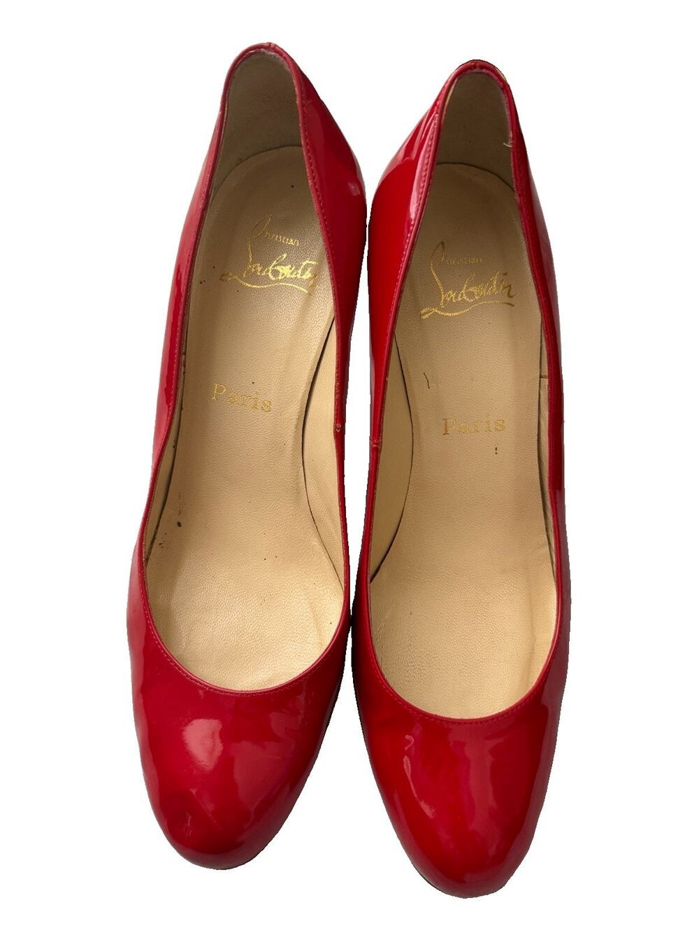 Christian Louboutin Heels- Red Patent Leather Simple Pumps - EU 38.5 / US 8.5